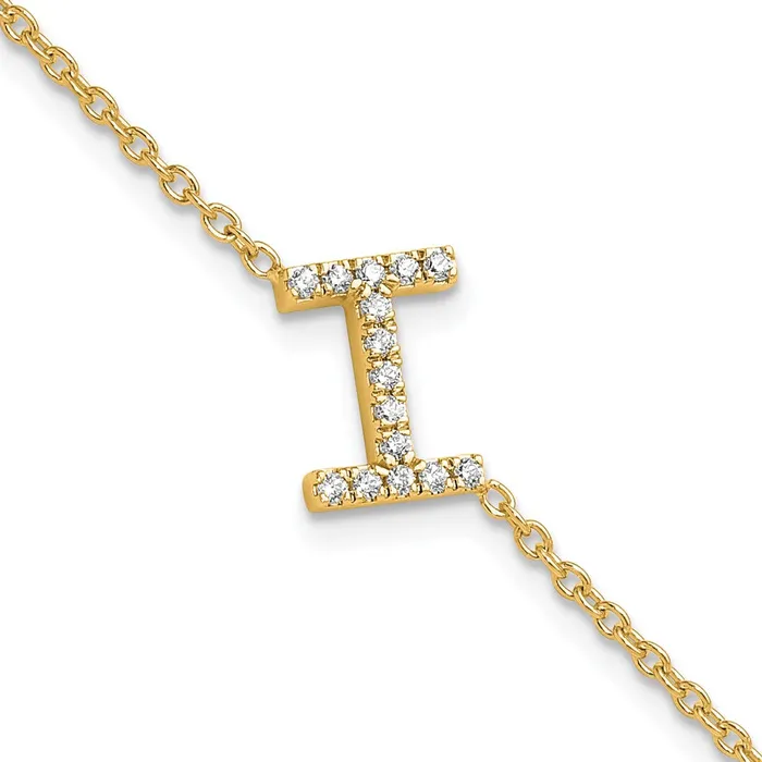 14k Yellow Gold Natural Diamond Sideways Letter I w 1in ext Bracelet goldiaca Bracelets 14k Yellow Gold Natural Diamond Sideways Letter I w 1in ext Bracelet goldiaca Bracelets