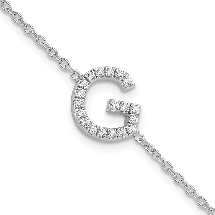 Bracelets 14KW Natural Diamond Sideways Letter G w 1in ext Bracelet goldiaca Bracelets 14KW Natural Diamond Sideways Letter G w 1in ext Bracelet goldiaca