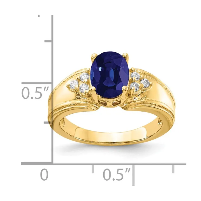 Goldia Rings 14K Yellow Gold 8x6mm Oval Sapphire A Real Diamond ring