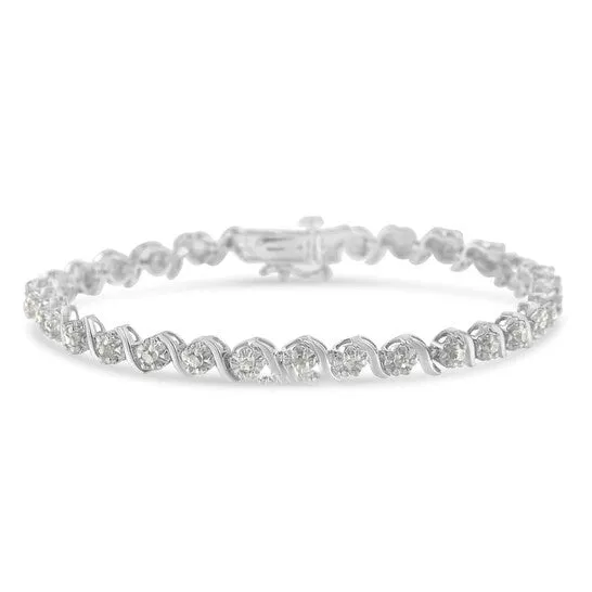 JMS always Bracelets Original Haus of Brilliance Sterling Silver 1ct TDW Diamond Spiral Link Bracelet IJ I3