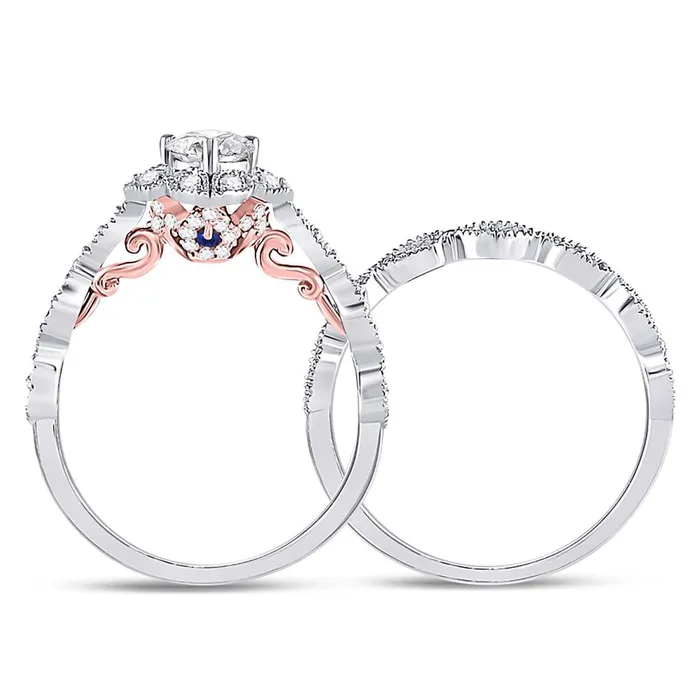 Rings gndatlanta 14k Twotone Gold Round Diamond Bridal Wedding Ring Set 34 Cttw Certified