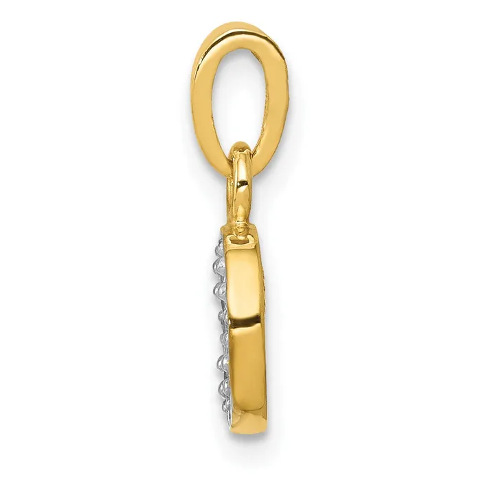 Charm Necklaces TreasureFineJewelers 10k Yellow wRhodium and Rhodium Diamond Initial O Charm