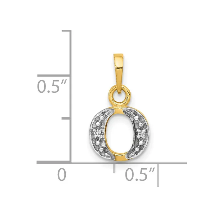 Charm Necklaces TreasureFineJewelers 10k Yellow wRhodium and Rhodium Diamond Initial O Charm