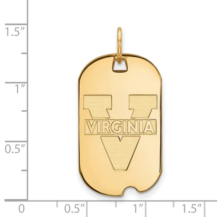Necklaces Sterling Silver Goldplated University of Virginia Small Dog Tag Pendant TreasureFineJewelers