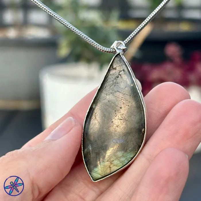 Necklaces CSJA Mermaid Heart Labradorite Necklace