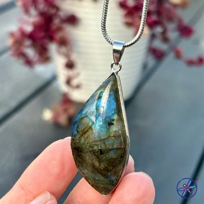 Necklaces CSJA Mermaid Heart Labradorite Necklace