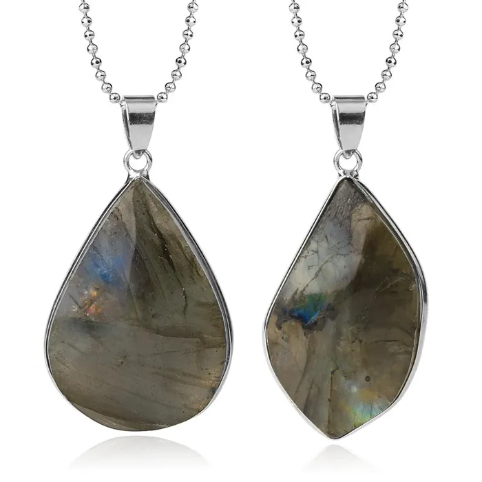 Necklaces CSJA Mermaid Heart Labradorite Necklace