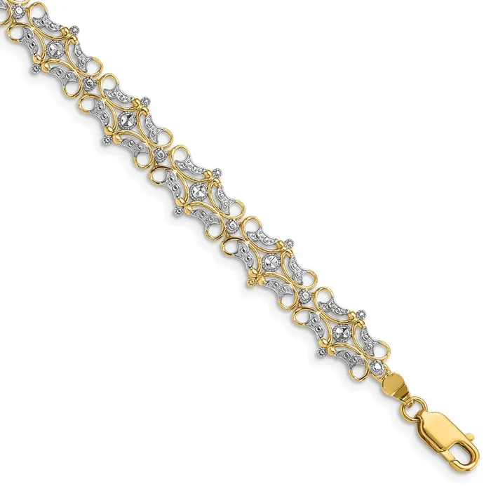 Bracelets 14k wRhodium DC Fancy Filigree Link BraceletWBCFB184975 WB Choice Jewelry Bracelets 14k wRhodium DC Fancy Filigree Link BraceletWBCFB184975 WB Choice Jewelry