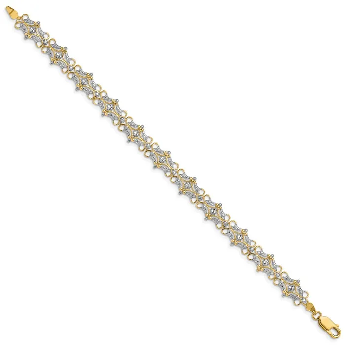 Bracelets 14k wRhodium DC Fancy Filigree Link BraceletWBCFB184975 WB Choice Jewelry