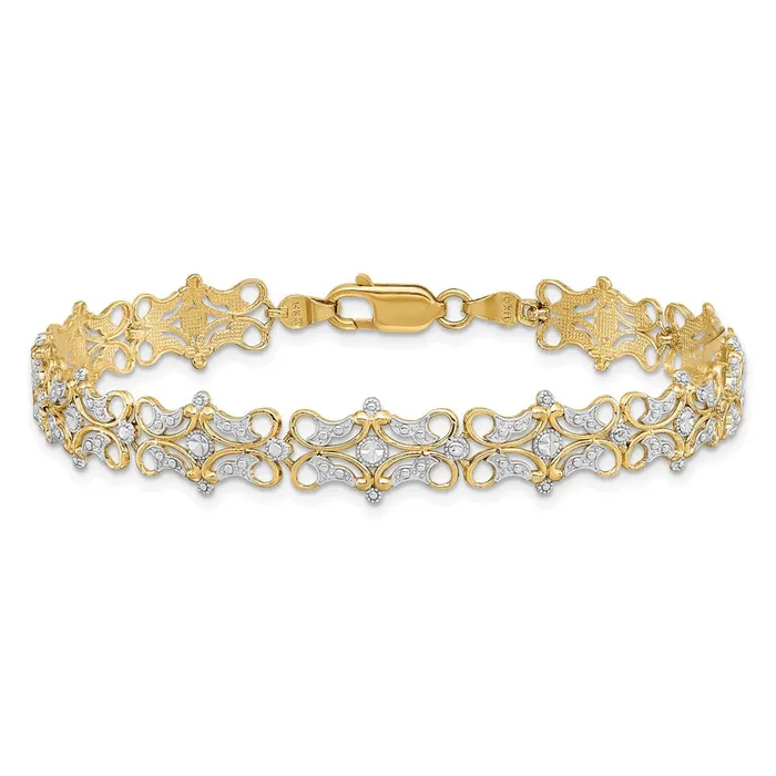 Bracelets 14k wRhodium DC Fancy Filigree Link BraceletWBCFB184975 WB Choice Jewelry