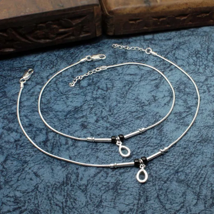 Bracelets Real Sterling Silver Indian Style Anklets Bracelet Pair 105 Karizma Jewels