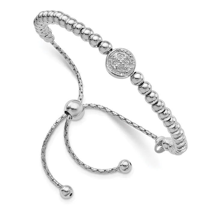 Bracelets WB Choice Jewelry Sterling Silver RHplated Beaded Saint Medal 5in to 825in BraceletWBCQG4563 Bracelets WB Choice Jewelry Sterling Silver RHplated Beaded Saint Medal 5in to 825in BraceletWBCQG4563