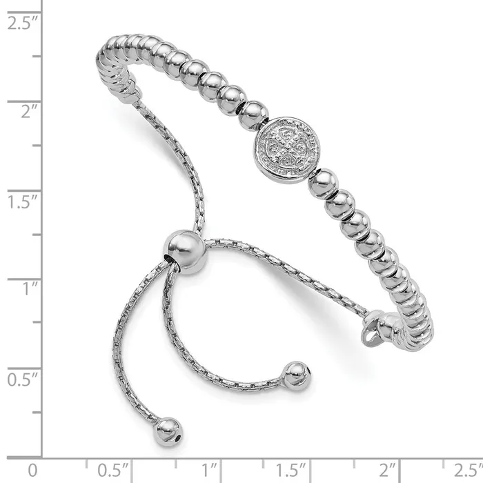 Bracelets WB Choice Jewelry Sterling Silver RHplated Beaded Saint Medal 5in to 825in BraceletWBCQG4563 Bracelets WB Choice Jewelry Sterling Silver RHplated Beaded Saint Medal 5in to 825in BraceletWBCQG4563