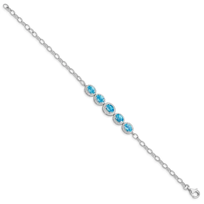 Bracelets WB Choice Jewelry Sterling Silver Rhodplat Blue Topaz BraceletWBCQG50608 Bracelets WB Choice Jewelry Sterling Silver Rhodplat Blue Topaz BraceletWBCQG50608