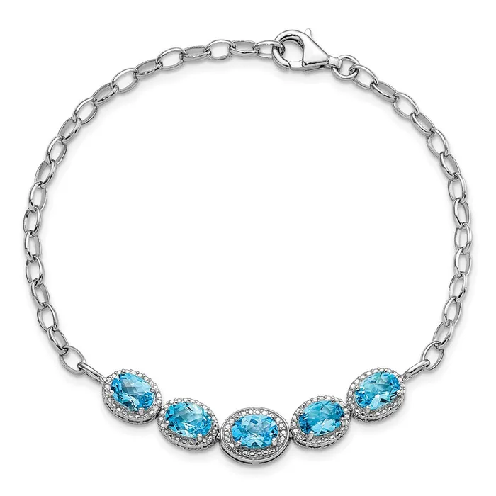 Bracelets WB Choice Jewelry Sterling Silver Rhodplat Blue Topaz BraceletWBCQG50608 Bracelets WB Choice Jewelry Sterling Silver Rhodplat Blue Topaz BraceletWBCQG50608
