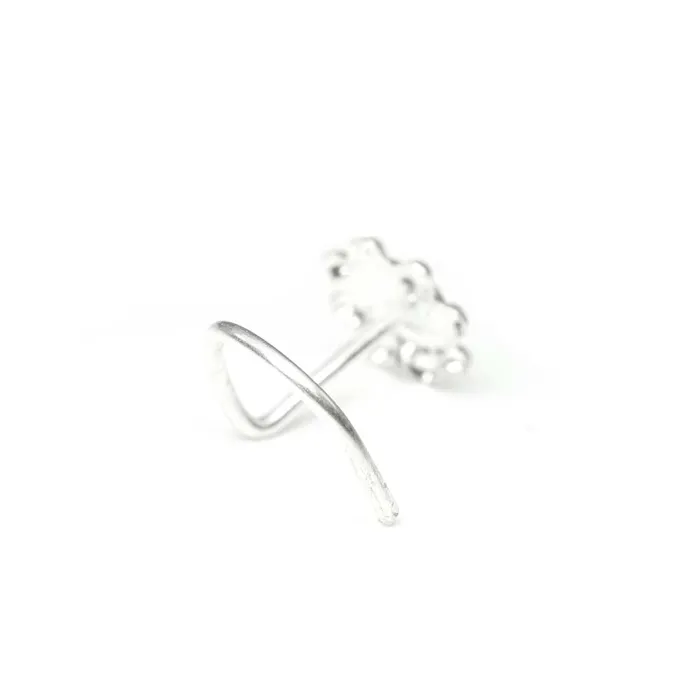Karizma Jewels Rings Real Solid Sterling Silver Small Flower Nose Stud Twisted nose ring L Bend