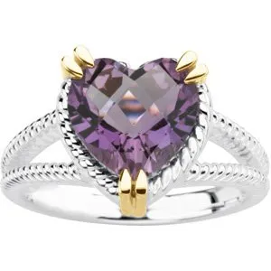 Rings WB Choice Jewelry Sterling Silver 14K Yellow Amethyst Heart Ring67166101PSTWBC Rings WB Choice Jewelry Sterling Silver 14K Yellow Amethyst Heart Ring67166101PSTWBC