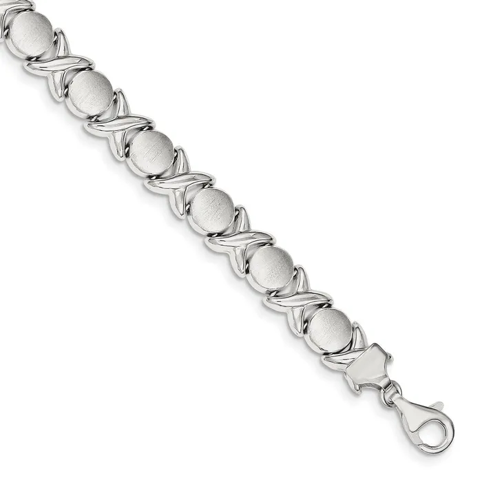 WB Choice Jewelry Sterling Silver Polished and Satin X and O BraceletWBCQG33067 Bracelets WB Choice Jewelry Sterling Silver Polished and Satin X and O BraceletWBCQG33067 Bracelets