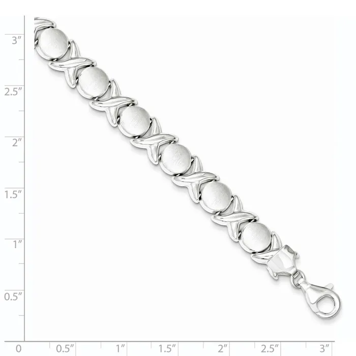 WB Choice Jewelry Sterling Silver Polished and Satin X and O BraceletWBCQG33067 Bracelets WB Choice Jewelry Sterling Silver Polished and Satin X and O BraceletWBCQG33067 Bracelets