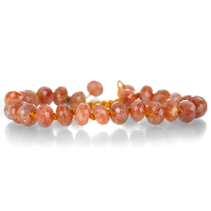 Bracelets 8mm Faceted Sunstone Macrame Bracelet Joseph Brooks