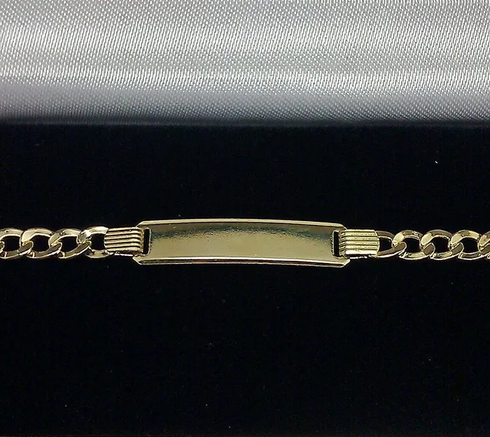 Bracelets Gold and Diamond Gold Baby Bracelet 10k Real Gold 6 inch Cuban with ID Brand New