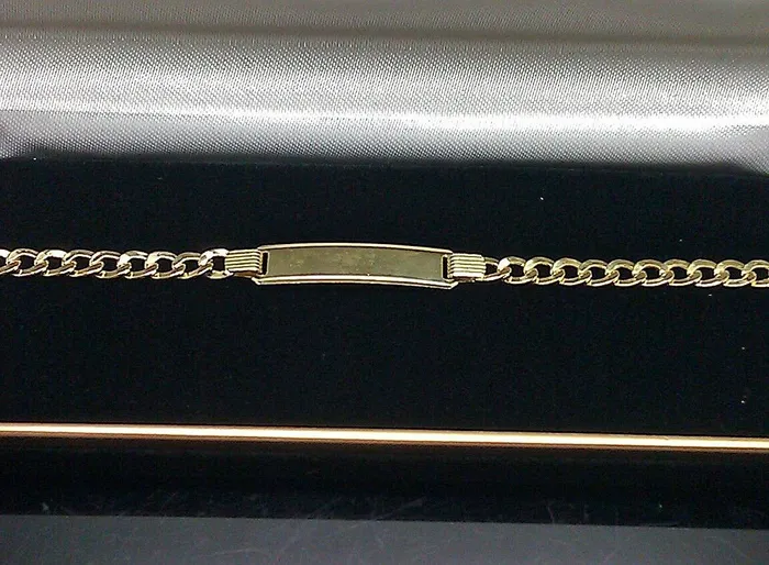 Bracelets Gold and Diamond Gold Baby Bracelet 10k Real Gold 6 inch Cuban with ID Brand New