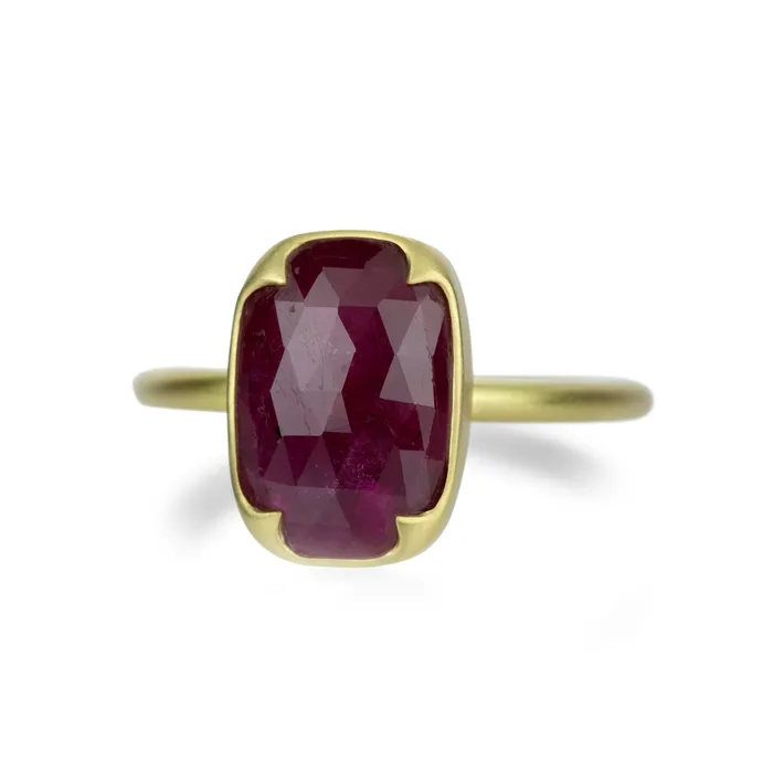 Faceted Cushion Cut Ruby Ring Gabriella Kiss Rings Faceted Cushion Cut Ruby Ring Gabriella Kiss Rings