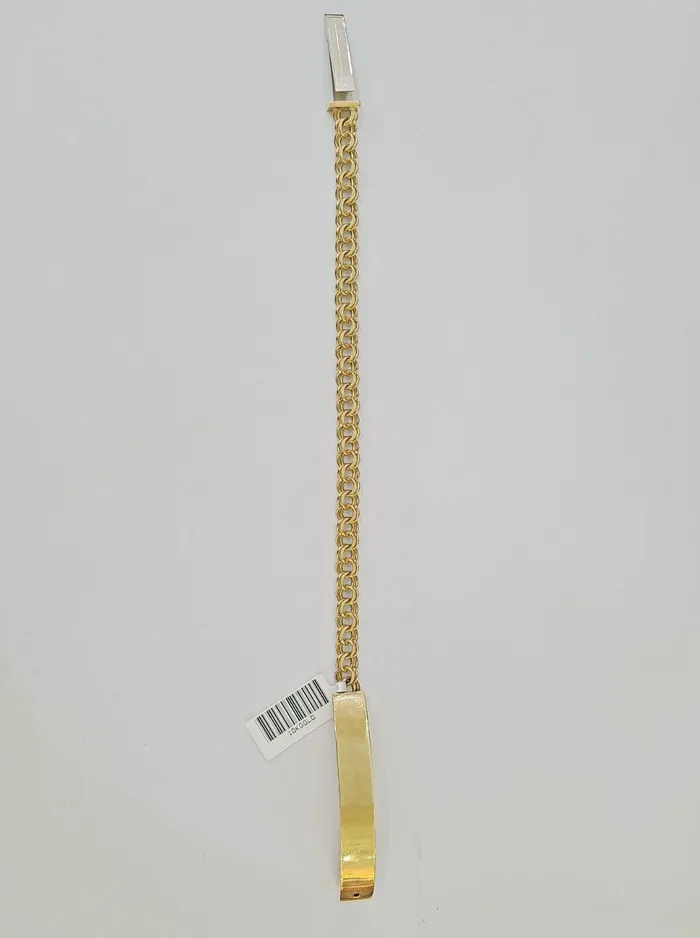 globalwatches10 Bracelets 10k Yellow Gold Chino ID Bracelet Size 8 6mm Inches Box Lock Real 10kt