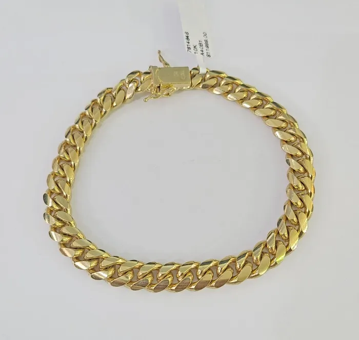 Gold and Diamond Bracelets Real 10k Miami Cuban Link Bracelet Gold 8mm 85 Box Lock 10kt Yellow Gold