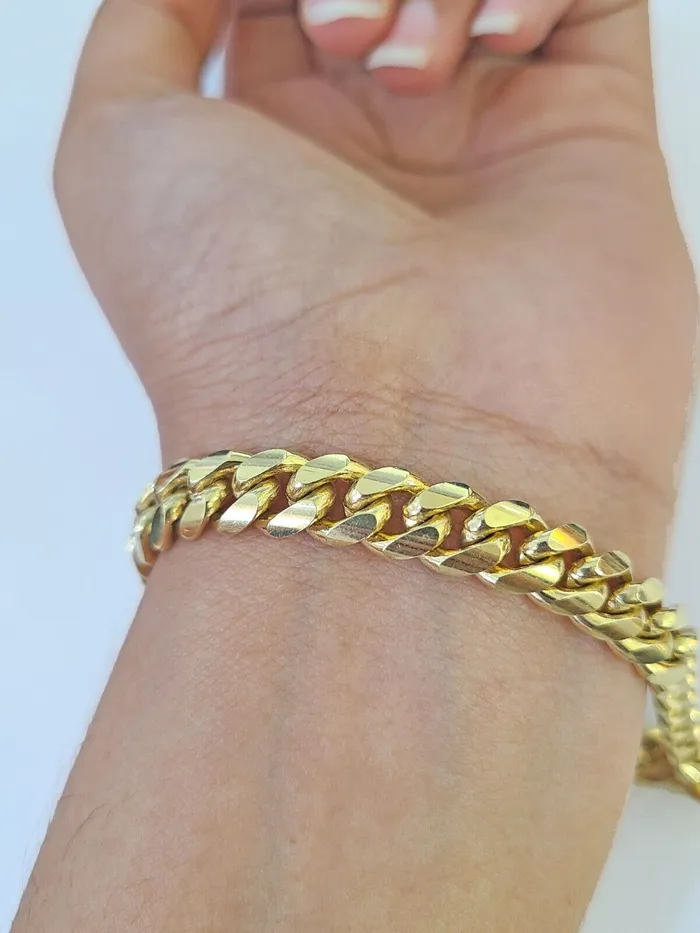 Gold and Diamond Bracelets Real 10k Miami Cuban Link Bracelet Gold 8mm 85 Box Lock 10kt Yellow Gold