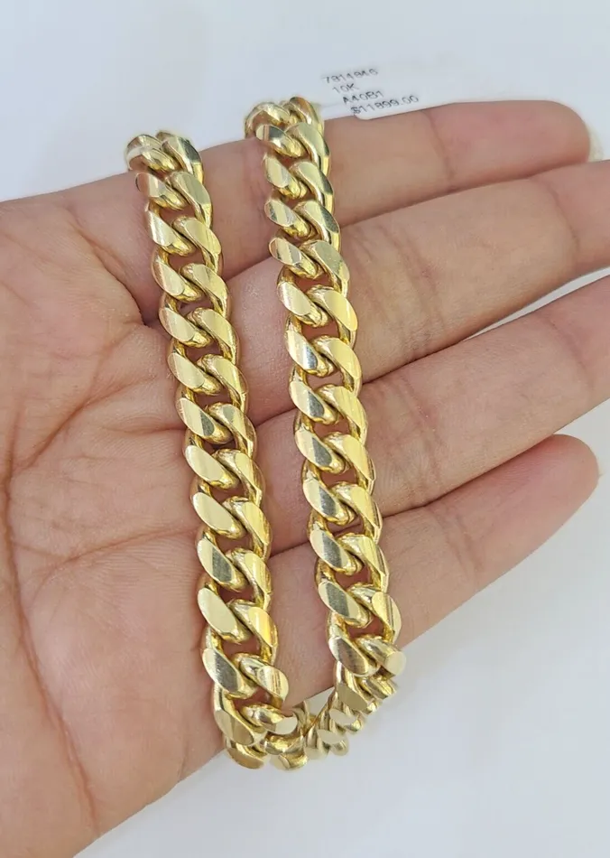 Gold and Diamond Bracelets Real 10k Miami Cuban Link Bracelet Gold 8mm 85 Box Lock 10kt Yellow Gold