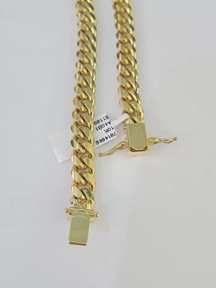 Gold and Diamond Bracelets Real 10k Miami Cuban Link Bracelet Gold 8mm 85 Box Lock 10kt Yellow Gold