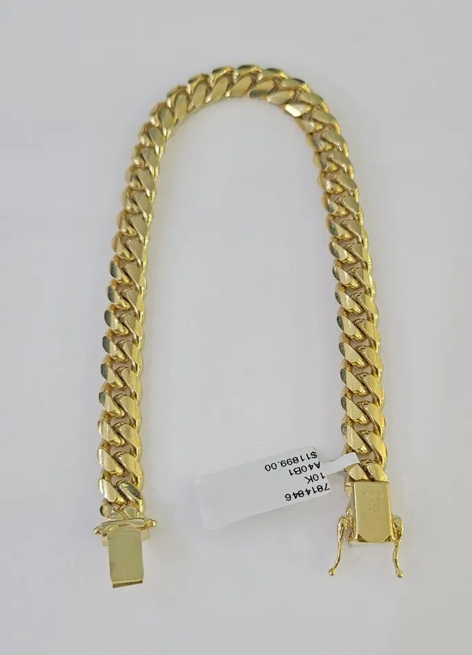 Gold and Diamond Bracelets Real 10k Miami Cuban Link Bracelet Gold 8mm 85 Box Lock 10kt Yellow Gold