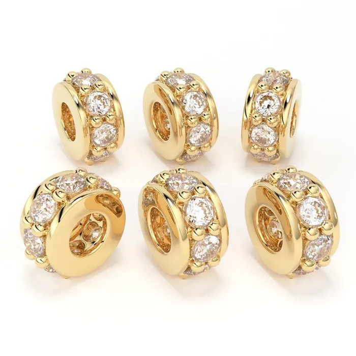 Jalvi Co PreStyled Sets 18k Solid Yellow Gold 5mm Sky Blue Topaz Eternity Rondelle Wheel Bead