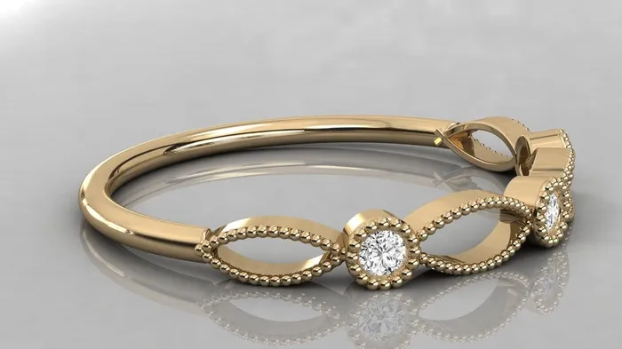 Jalvi Co Rings Round Diamond Band in 14k Gold Round Diamond Ring Gold Band White Diamond Ring Milgrain Diamond Wedding Band