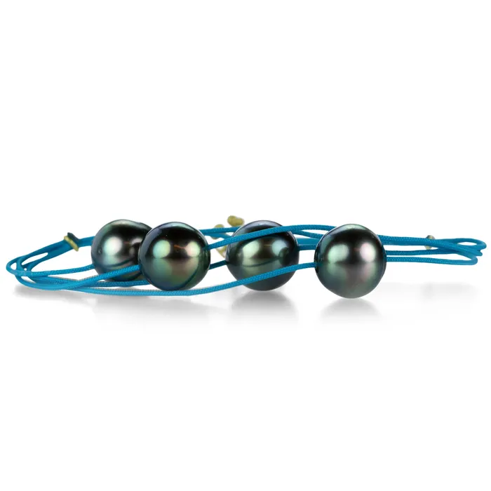 Lene Vibe Bracelets Turquoise Cord Bracelet with Tahitian Pearls