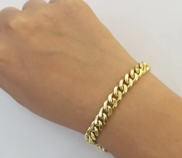 Real 10k Solid Gold Bracelet 8mm Miami Cuban Link 8 Box Lock 10kt Yellow Gold Gold and Diamond Bracelets