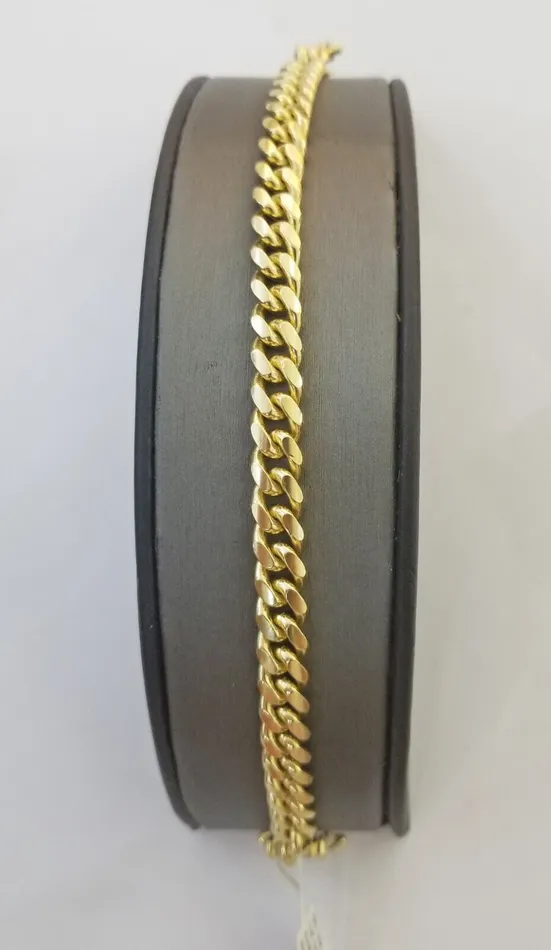 Real 10k Solid Gold Bracelet 8mm Miami Cuban Link 8 Box Lock 10kt Yellow Gold Gold and Diamond Bracelets