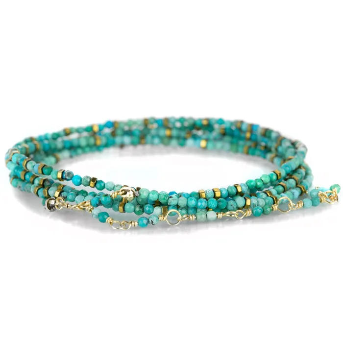 Turquoise Wrap Bracelet with Confetti 34 Anne Sportun Bracelets