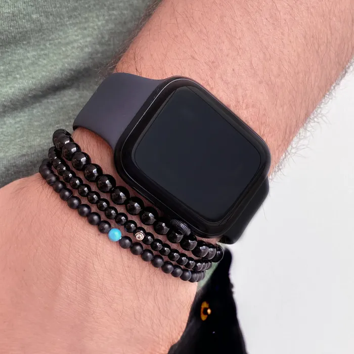 Alev Collection Bracelets Small Onyx Bead and Turquoise Men Bracelet