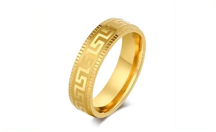Bracelets Sparkling Selections Gold Plated Surround Pattern Stainless Steel Rings For Women