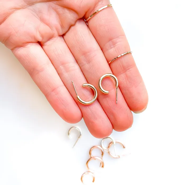 Earrings Small Hoop Earrings 12mm Diameter 14K Gold Filled Hoops By Hand
