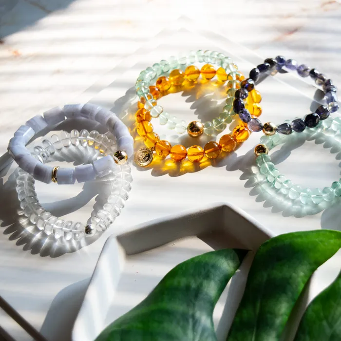 Elisa Ilana Bracelets Blue Lace Agate Beaded Stretch Bracelet