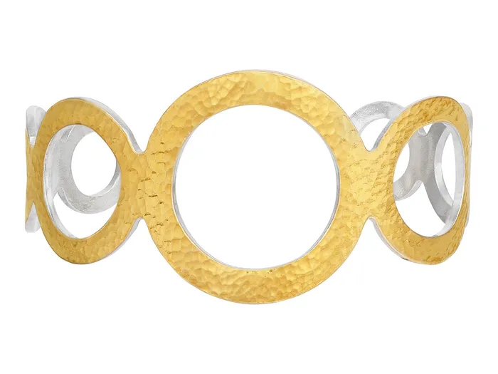 GG SILVER CLR Bracelets GURHAN Mango Sterling Silver Cuff Bracelet Graduated Open Round Gold Accents