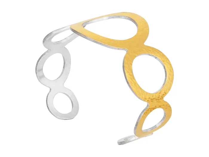 GG SILVER CLR Bracelets GURHAN Mango Sterling Silver Cuff Bracelet Graduated Open Round Gold Accents GG SILVER CLR Bracelets GURHAN Mango Sterling Silver Cuff Bracelet Graduated Open Round Gold Accents