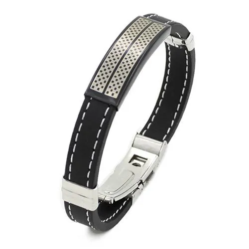 Mens Black Silver Stainless Steel Wristband sparklingselections Bracelets