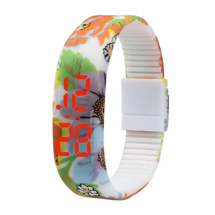 sparklingselections Bracelets New Stylish Casual Flower Silicone Bracelet Digital Wristwatches