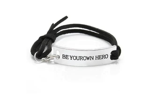 sparklingselections Bracelets Punk Style Leather Rectangle Inspirational Words Buckle Bracelet