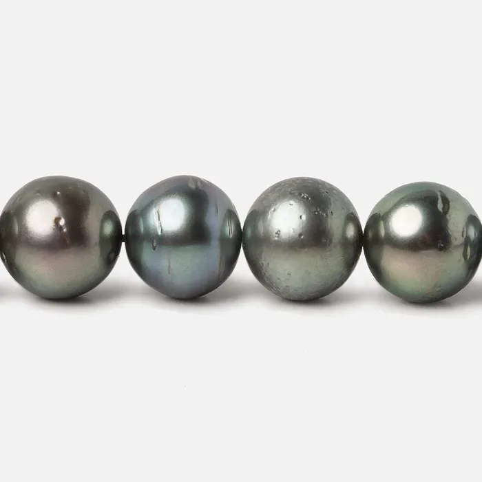 Beadsofcambaycom Rings 10x10115x115mm Silver Peacock Tahitian Round Saltwater Pearls 16 inch 38 pieces A