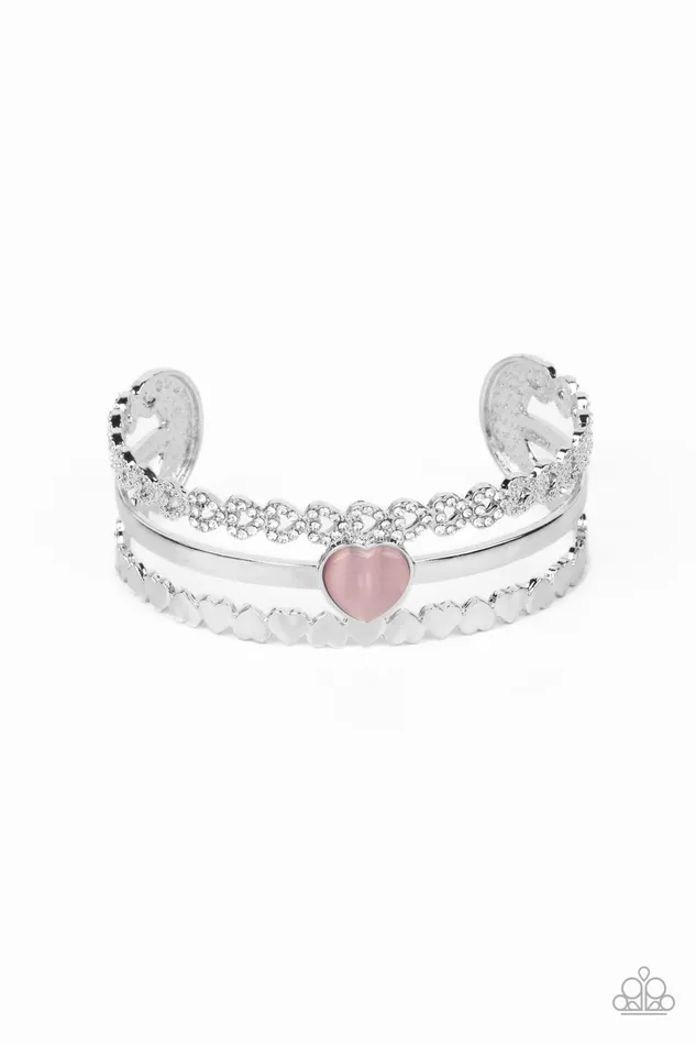 Bracelets You Win My Heart Pink Cuff Bracelet Jewelry by Bretta Paparazzi Accessories